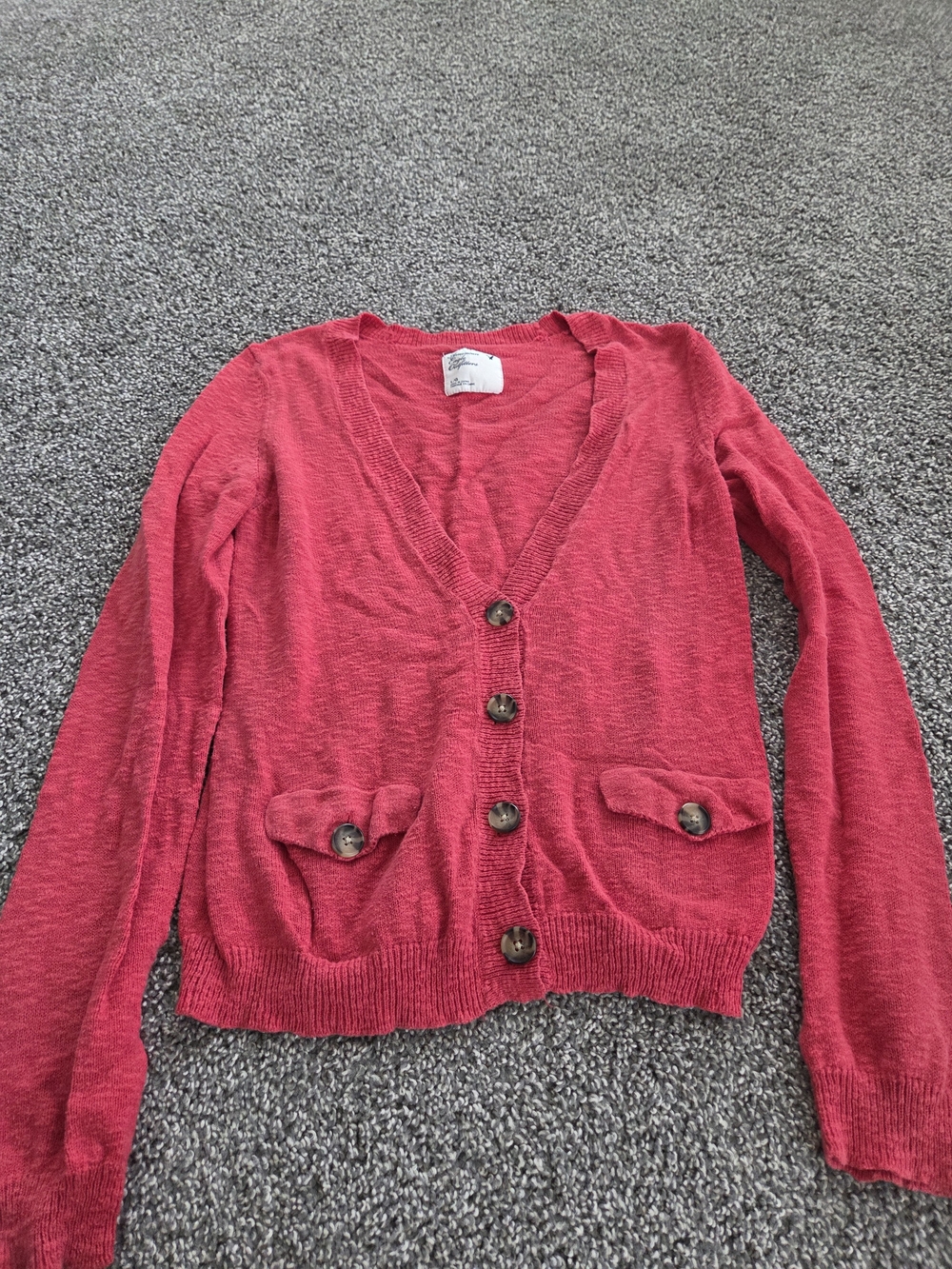 American Eagle Outfitters Pink-Red Button Cardigan